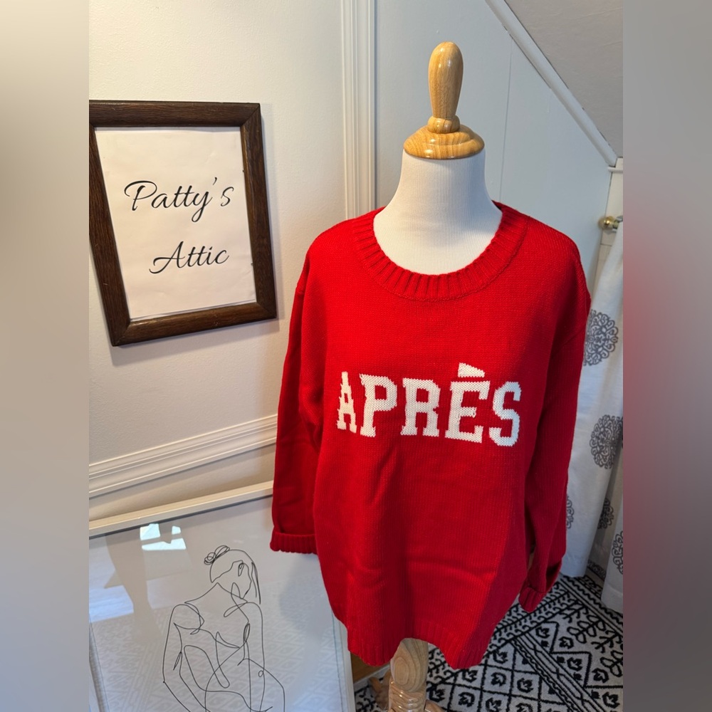 Women's Red Crew Neck Sweater